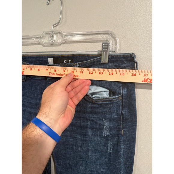 Kut From The Kloth Amy Straight Jeans Women's Size 10 Blue Denim Cuffed Cropped - Picture 7 of 10